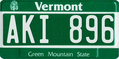 VT license plate AKI896