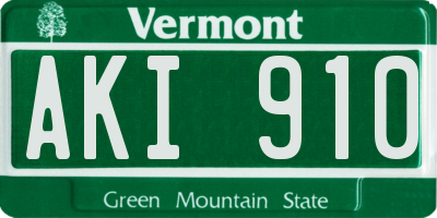 VT license plate AKI910