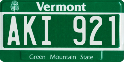 VT license plate AKI921