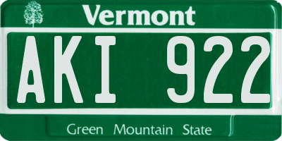 VT license plate AKI922