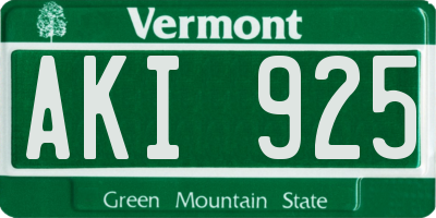 VT license plate AKI925