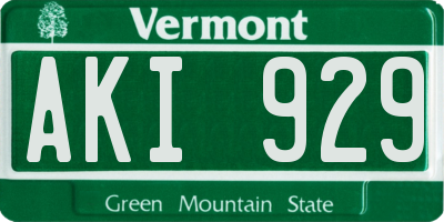 VT license plate AKI929