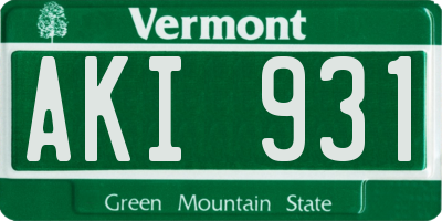 VT license plate AKI931