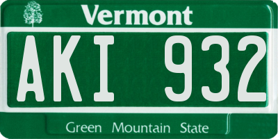 VT license plate AKI932