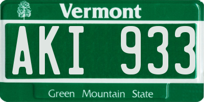 VT license plate AKI933