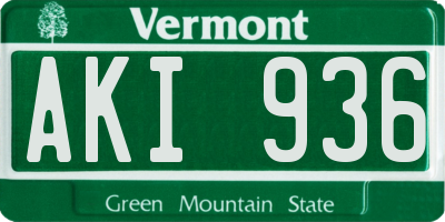 VT license plate AKI936