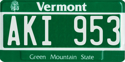 VT license plate AKI953