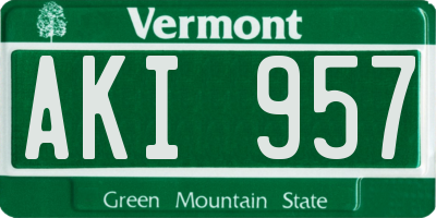 VT license plate AKI957