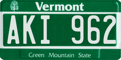 VT license plate AKI962