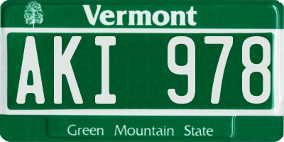 VT license plate AKI978