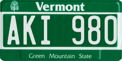 VT license plate AKI980