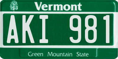 VT license plate AKI981