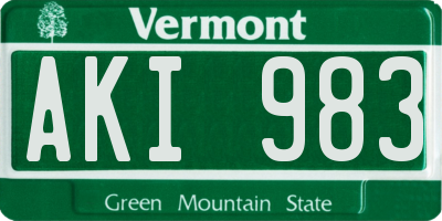 VT license plate AKI983