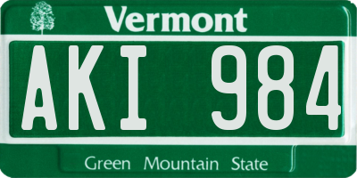 VT license plate AKI984