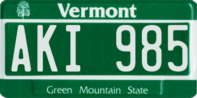 VT license plate AKI985