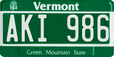 VT license plate AKI986