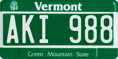 VT license plate AKI988