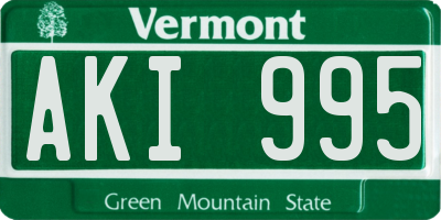 VT license plate AKI995