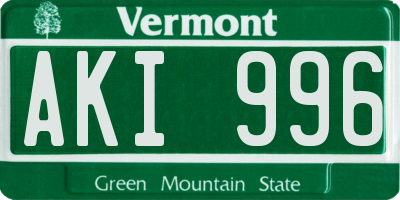 VT license plate AKI996