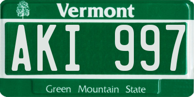 VT license plate AKI997