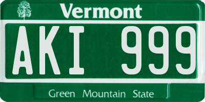 VT license plate AKI999