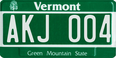 VT license plate AKJ004
