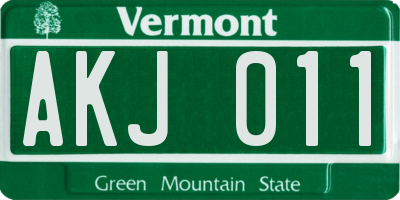 VT license plate AKJ011