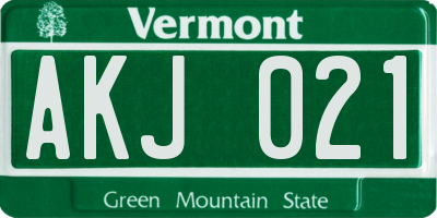 VT license plate AKJ021