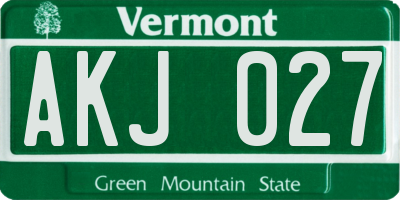 VT license plate AKJ027