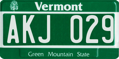 VT license plate AKJ029