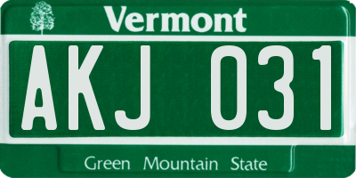 VT license plate AKJ031