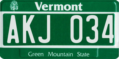 VT license plate AKJ034