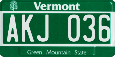 VT license plate AKJ036