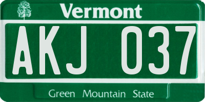 VT license plate AKJ037