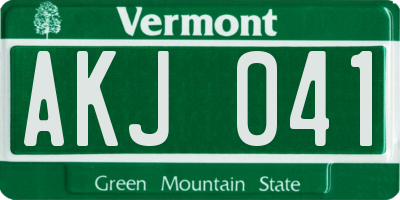 VT license plate AKJ041