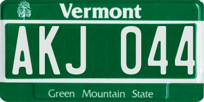 VT license plate AKJ044