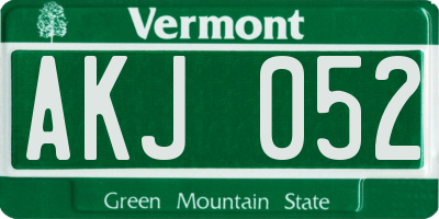VT license plate AKJ052