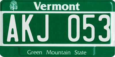 VT license plate AKJ053