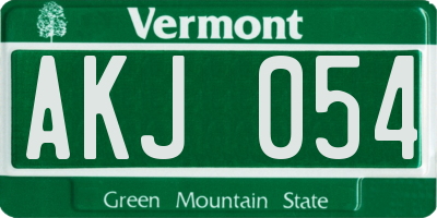VT license plate AKJ054