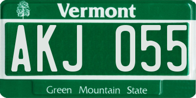 VT license plate AKJ055