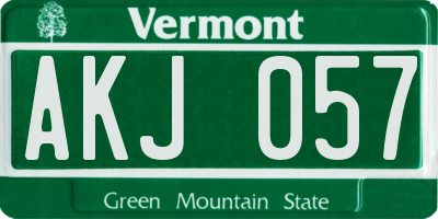 VT license plate AKJ057