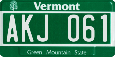 VT license plate AKJ061