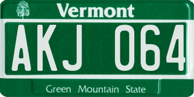VT license plate AKJ064