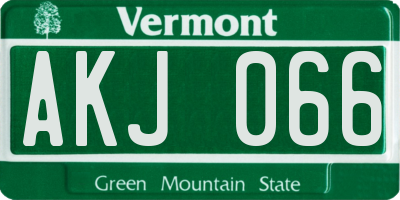 VT license plate AKJ066