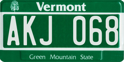 VT license plate AKJ068