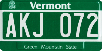 VT license plate AKJ072