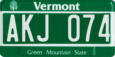 VT license plate AKJ074