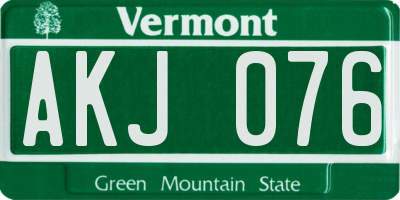VT license plate AKJ076