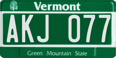 VT license plate AKJ077