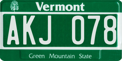 VT license plate AKJ078